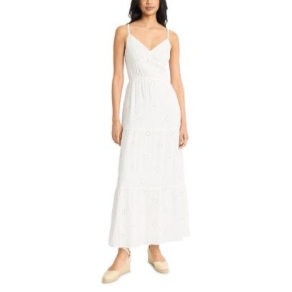 The Good Journey Milton Floral V-Neck Maxi Dress White Adjustable Straps Size 12